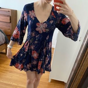 Free People Printed Bohemian Flounce Dress